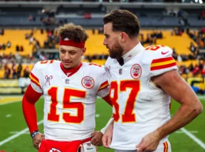 This image is about Travis Kelce and Patrick Mahomes