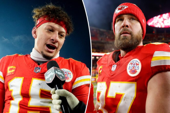 This image is about Travis Kelce and Patrick Mahomes