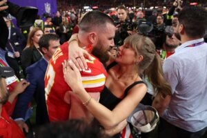 This image is about Travis Kelce and Taylor Swift