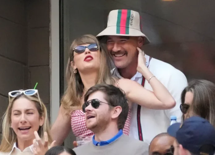 This image is about Travis Kelce and Taylor Swift
