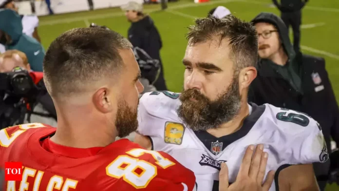 This image is about Travis Kelce and Jason Kelce