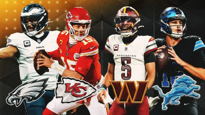 This image is about four nfl player