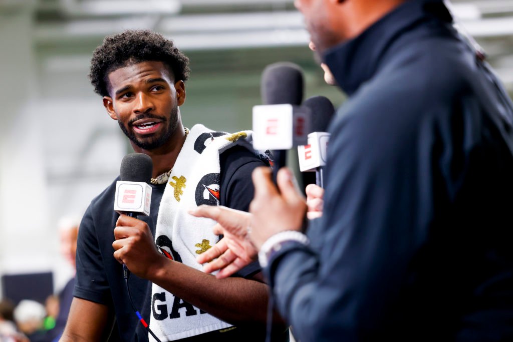 this image about nfl player speaking to press