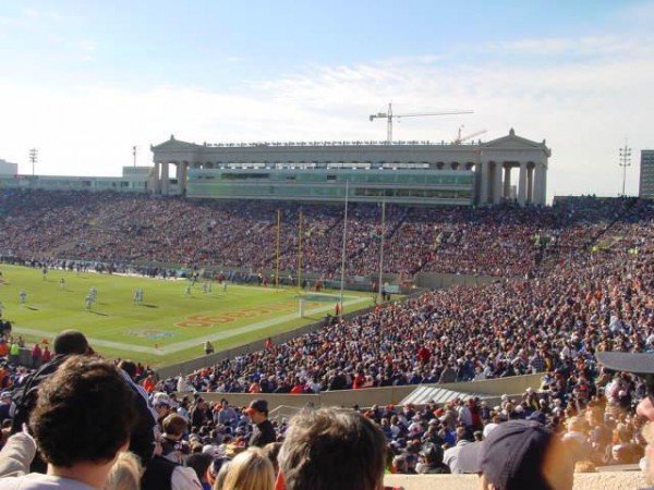 Soldier Field and nfl match with crowd